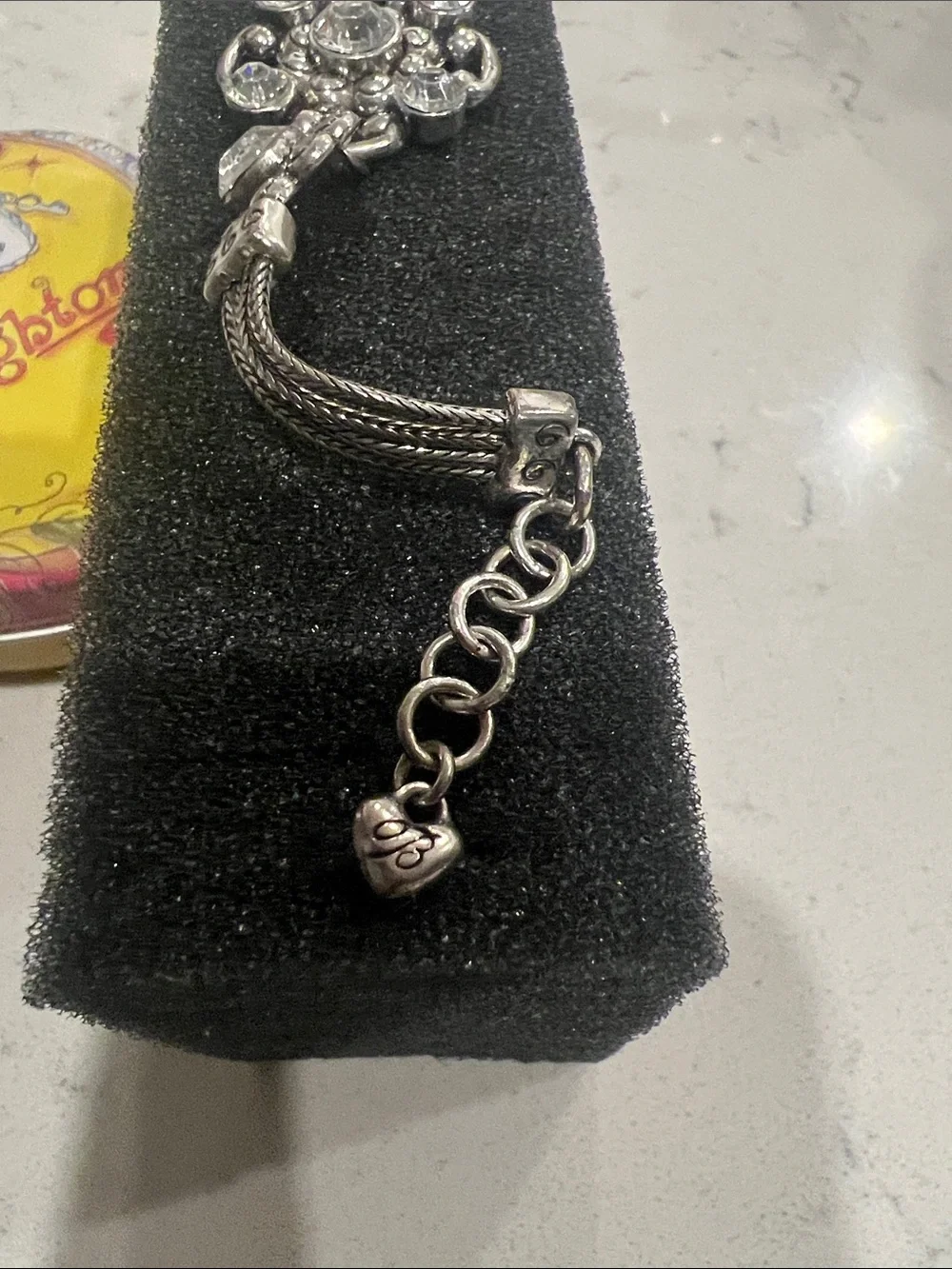 Brighton Silver-Tone Crystal Floral Link Bracelet